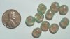 10 9x6mm Green with Flower Lampwork Disks